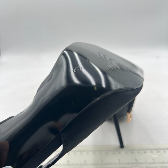 FSJ Black Pointed Toe D'Orsay High Heel Slingback Pumps Sandals Cutout Shoes - Picture 6 of 8